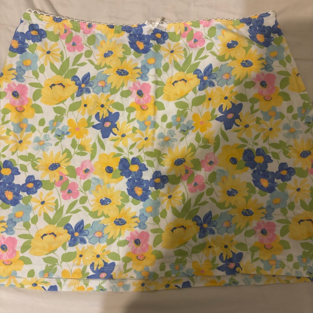Floral multi colored skirt with lace bow!